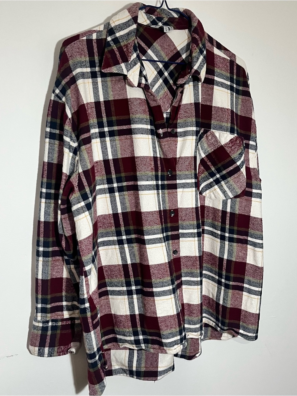 Lucky Brand Men's Maroon, White & Navy Plaid Button-Down Shirt